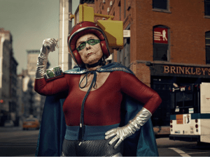 A-funny-photo-by-Sacha-Goldberger-of-his-grandmother-in-a-superhero-outfit-posing-like-one-tough-old-girl